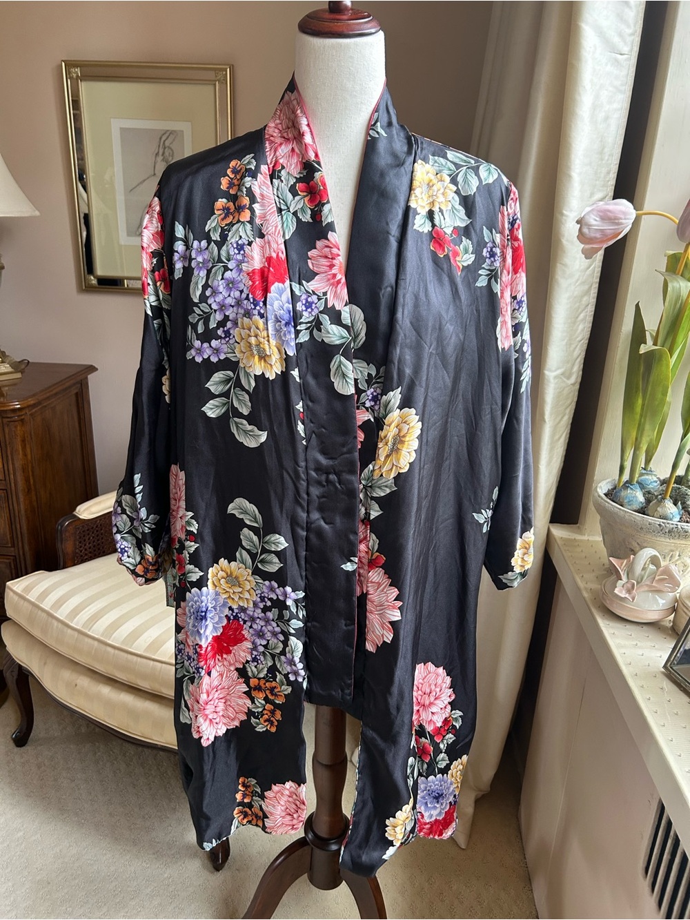 NWOT Johnny Was Velvet/Silk  Embroidered Reversible Kimono - Picture 6 of 7